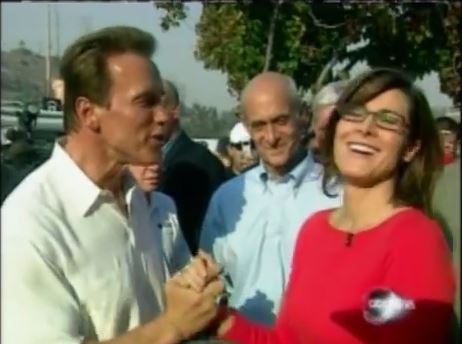Arnold makes reporter wet
